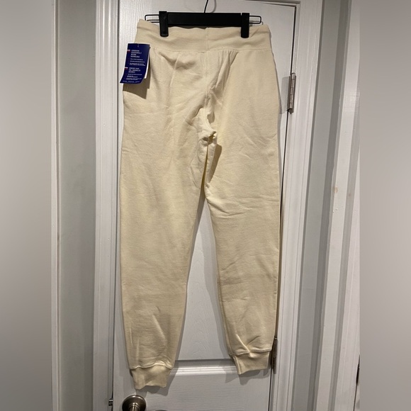 NWT Champion Size XS Power Blend Cream Gold Logo Drawstring Sweatpants Joggers - Picture 4 of 11